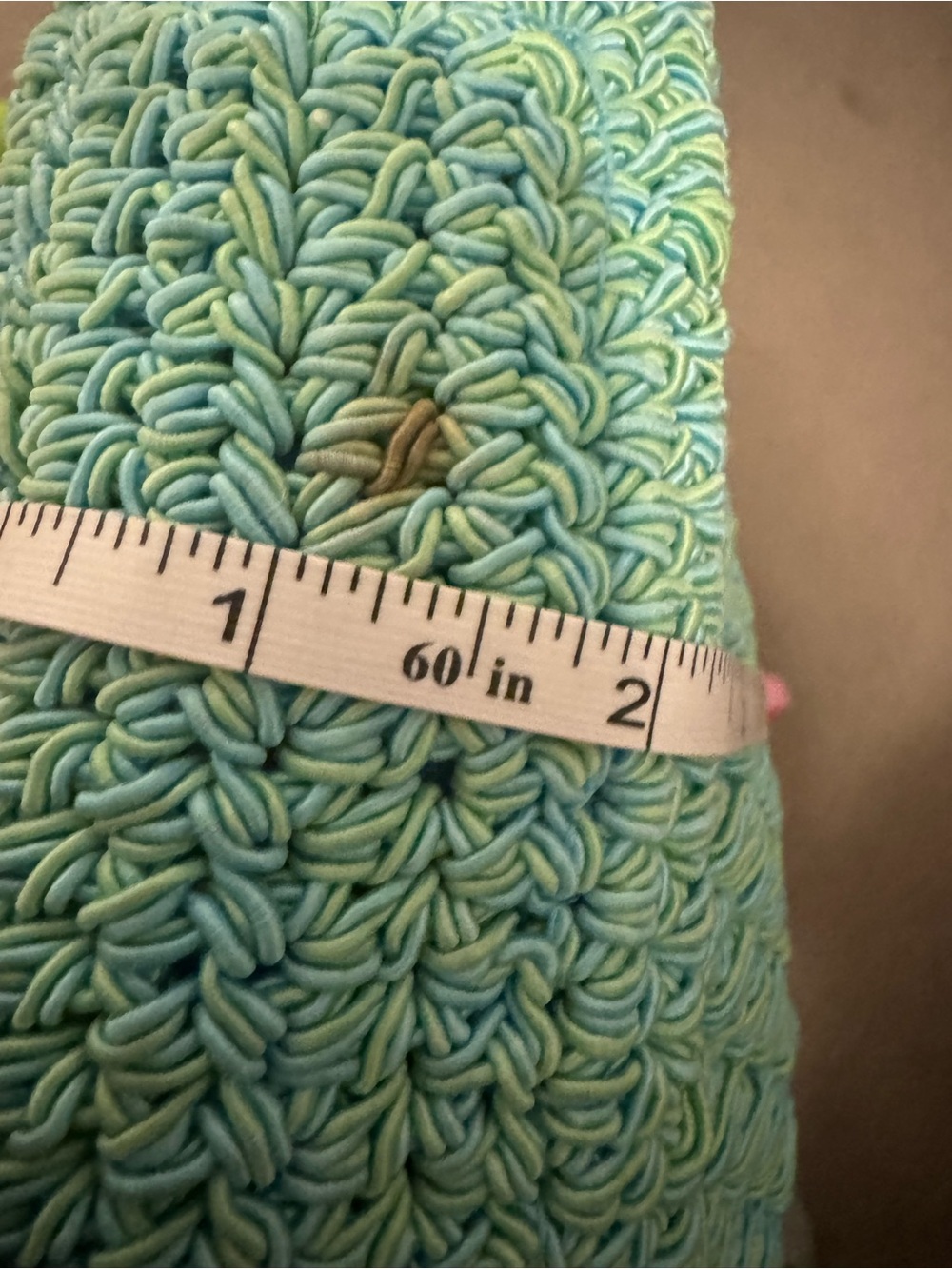 Y2K Macrame Crochet Medium Teal Pastel Purse Large with Butterfly Bag Charm - Picture 8 of 10